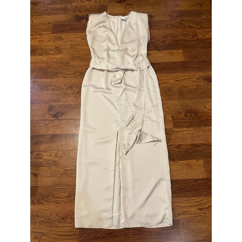 Endless Rose Women’s Deep V Satin Maxi Dress Cream Size Large Elegant Style